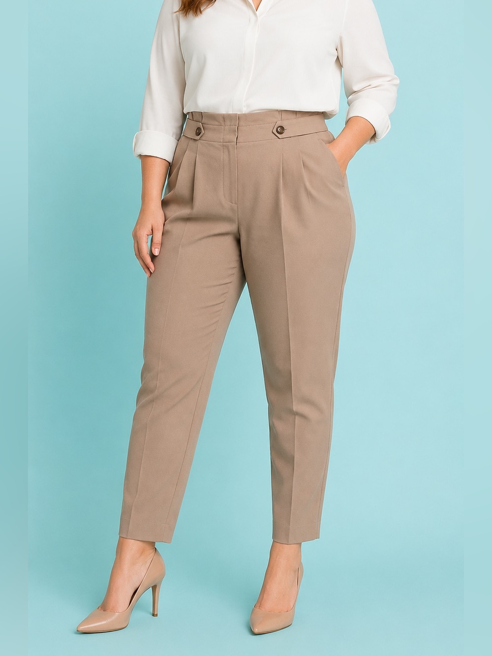 Ann Taylor Size 14 Taupe Paperbag Waist Ankle Pants Pleated Trousers